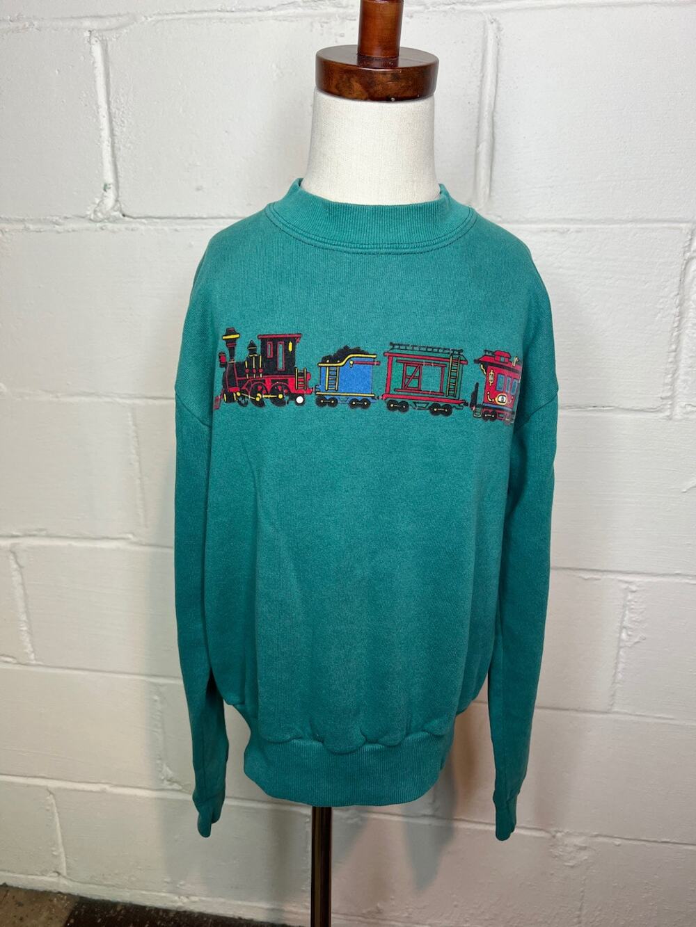 sweatshirt kids train vintage green red blue